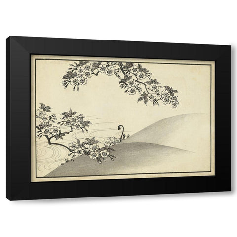 Japanese Cherry Blossom Tree B Black Modern Wood Framed Art Print with Double Matting by Unknown