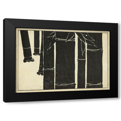 Japanese Bamboo B Black Modern Wood Framed Art Print with Double Matting by Unknown