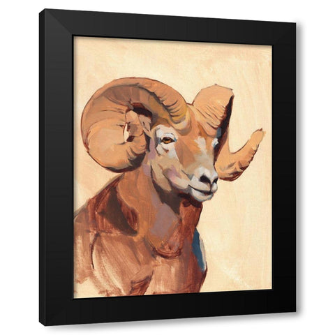 Ochre Ram I Black Modern Wood Framed Art Print with Double Matting by Green, Jacob