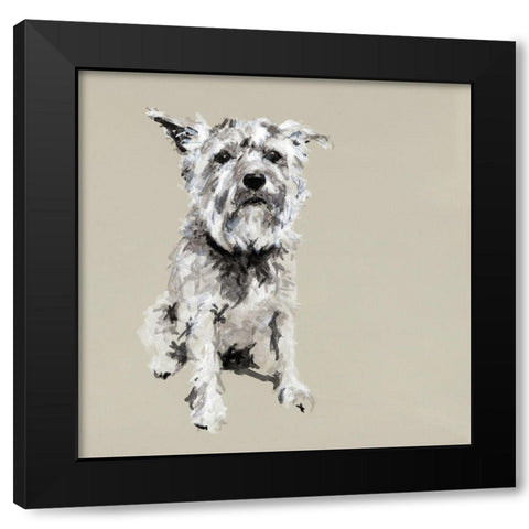 A Very Pastel Modern Dog I Black Modern Wood Framed Art Print with Double Matting by Cartissi