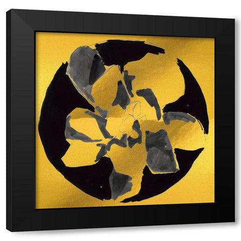 Gold Cactus II Black Modern Wood Framed Art Print with Double Matting by Cartissi