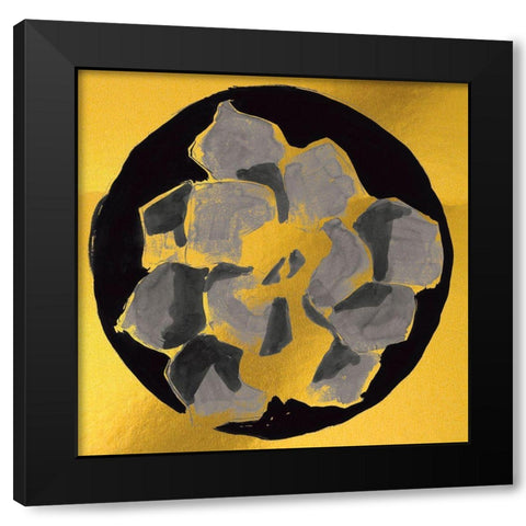 Gold Cactus III Black Modern Wood Framed Art Print with Double Matting by Cartissi