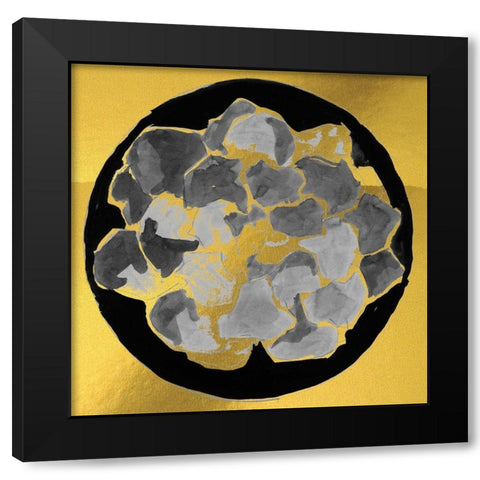 Gold Cactus IV Black Modern Wood Framed Art Print with Double Matting by Cartissi