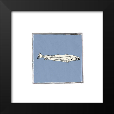 Block Print Fish I Black Modern Wood Framed Art Print by Cartissi
