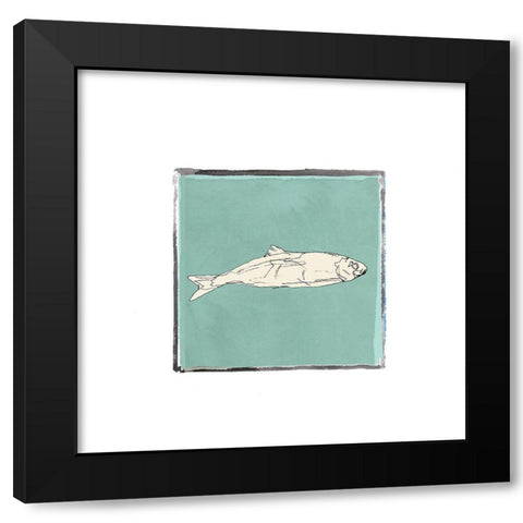 Block Print Fish II Black Modern Wood Framed Art Print by Cartissi
