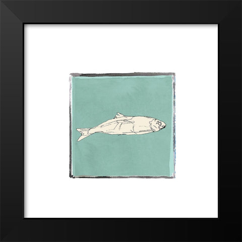 Block Print Fish II Black Modern Wood Framed Art Print by Cartissi