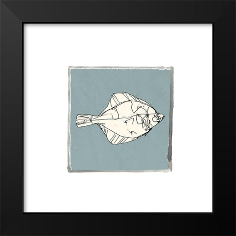 Block Print Fish V Black Modern Wood Framed Art Print by Cartissi