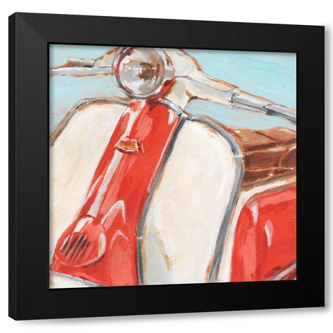 Retro Scooter II Black Modern Wood Framed Art Print by Harper, Ethan