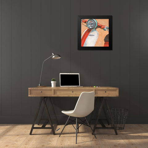 Retro Scooter III Black Modern Wood Framed Art Print by Harper, Ethan