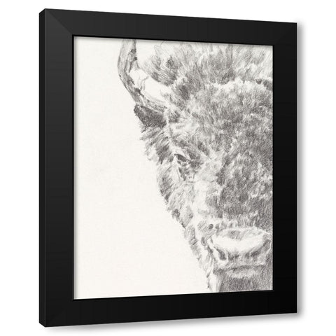 Graphite Bison Portrait I Black Modern Wood Framed Art Print by Harper, Ethan