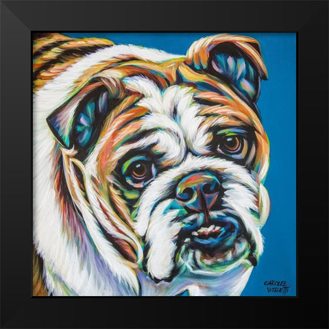 Colorful Bulldog Black Modern Wood Framed Art Print by Vitaletti, Carolee