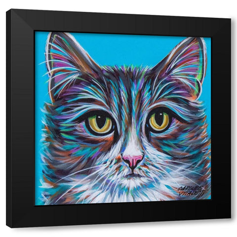 Pastel Cats I Black Modern Wood Framed Art Print with Double Matting by Vitaletti, Carolee