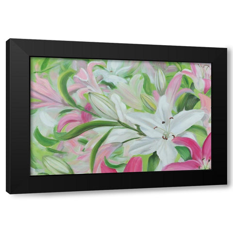 Pink and White Lilies I Black Modern Wood Framed Art Print by Iafrate, Sandra