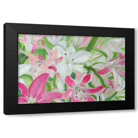 Pink and White Lilies II Black Modern Wood Framed Art Print by Iafrate, Sandra