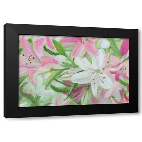 Pink and White Lilies IV Black Modern Wood Framed Art Print by Iafrate, Sandra