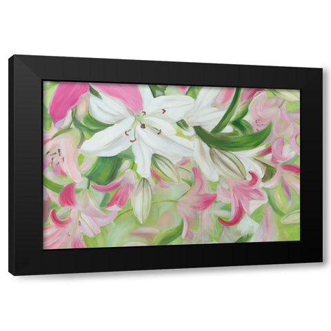 Pink and White Lilies V Black Modern Wood Framed Art Print by Iafrate, Sandra