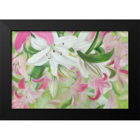 Pink and White Lilies V Black Modern Wood Framed Art Print by Iafrate, Sandra
