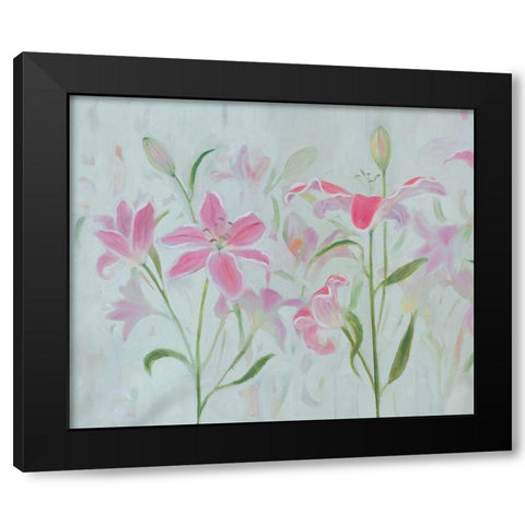 Dancing Pink Trio I Black Modern Wood Framed Art Print with Double Matting by Iafrate, Sandra