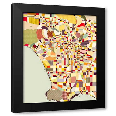 Modern Los Angeles Map Black Modern Wood Framed Art Print with Double Matting by Galapon, Nikki