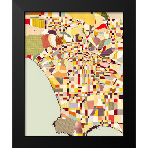 Modern Los Angeles Map Black Modern Wood Framed Art Print by Galapon, Nikki
