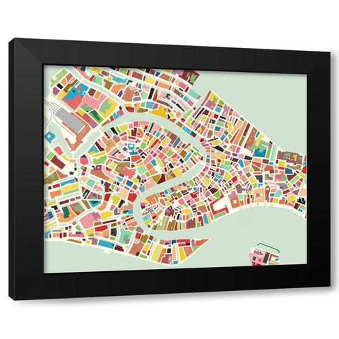 Modern Venice Map Black Modern Wood Framed Art Print by Galapon, Nikki