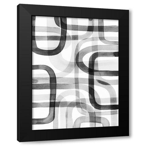 Overlapping V Black Modern Wood Framed Art Print by Galapon, Nikki