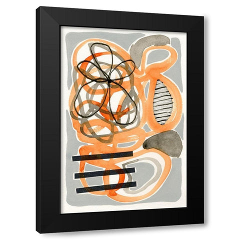 Orange And Grey Scramble I Black Modern Wood Framed Art Print with Double Matting by Galapon, Nikki