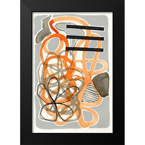 Orange And Grey Scramble II Black Modern Wood Framed Art Print by Galapon, Nikki