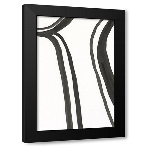 Ink Lines II Black Modern Wood Framed Art Print with Double Matting by Moore, Regina
