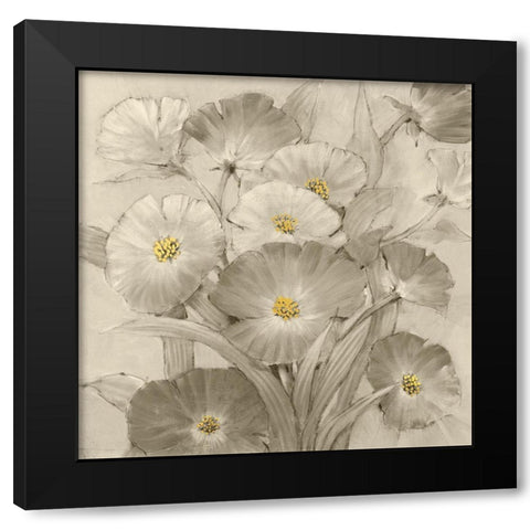 Monochrome Flower Garden I Black Modern Wood Framed Art Print with Double Matting by OToole, Tim