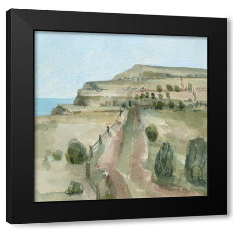 Seaside Stroll II Black Modern Wood Framed Art Print with Double Matting by Caroline, Emma