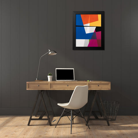 Modular V Black Modern Wood Framed Art Print by Fuchs, Jodi