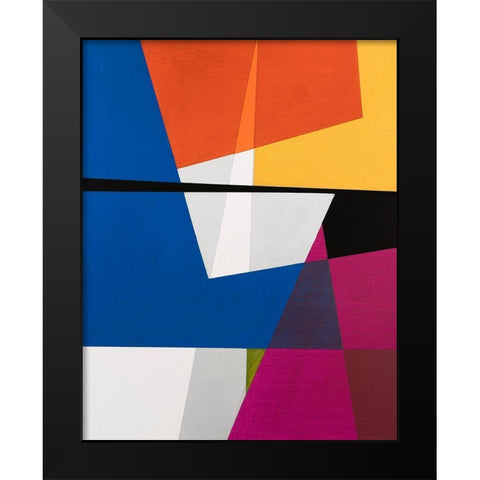 Modular V Black Modern Wood Framed Art Print by Fuchs, Jodi