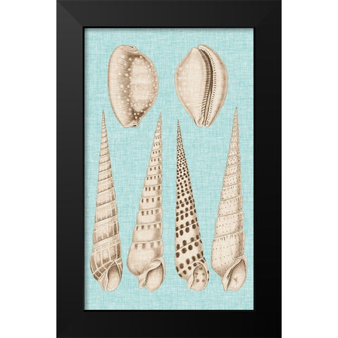 Sepia And Aqua Shells VI Black Modern Wood Framed Art Print by Vision Studio