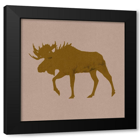 Golden Moose II Black Modern Wood Framed Art Print with Double Matting by Green, Jacob
