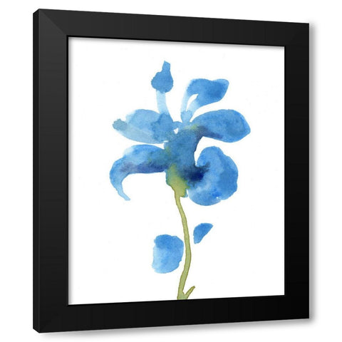 Striking Blue Iris III Black Modern Wood Framed Art Print by Green, Jacob
