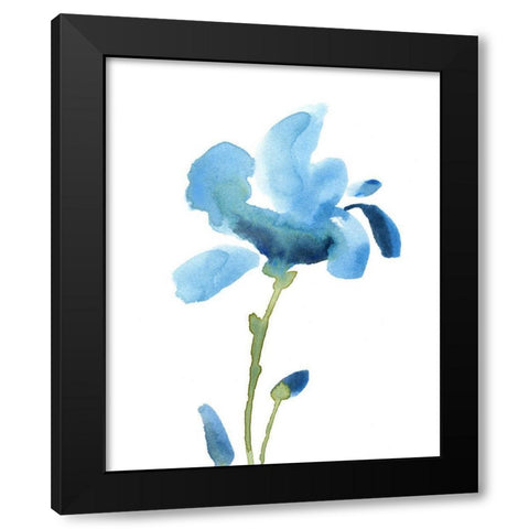Striking Blue Iris IV Black Modern Wood Framed Art Print with Double Matting by Green, Jacob