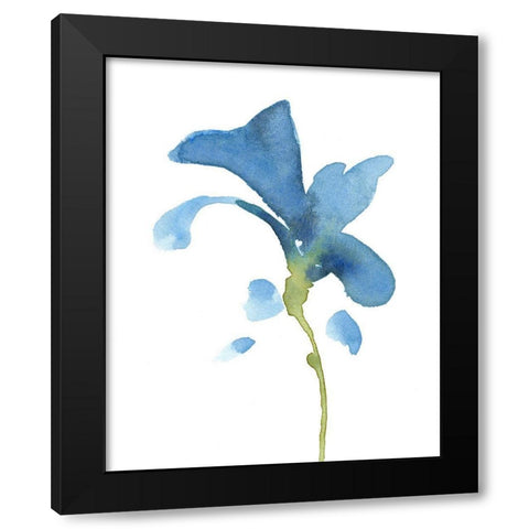 Striking Blue Iris V Black Modern Wood Framed Art Print with Double Matting by Green, Jacob