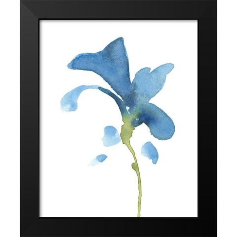 Striking Blue Iris V Black Modern Wood Framed Art Print by Green, Jacob