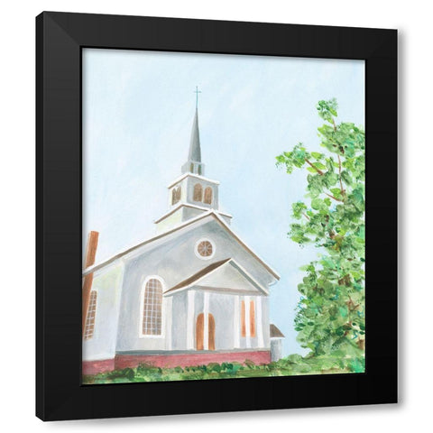 Countryside Church II Black Modern Wood Framed Art Print with Double Matting by Moore, Regina