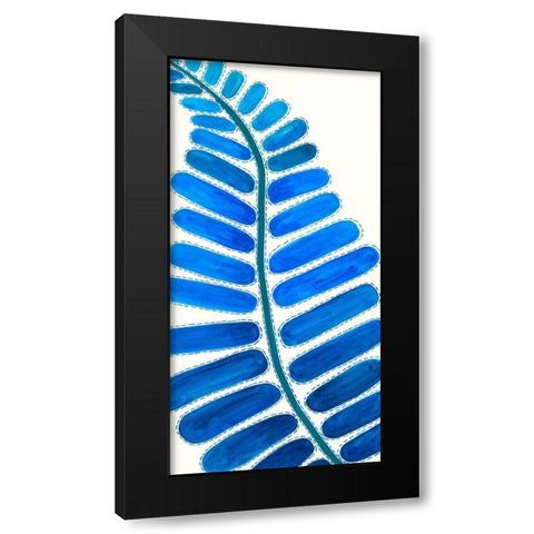 Mod Leaf Motif II Black Modern Wood Framed Art Print with Double Matting by Moore, Regina
