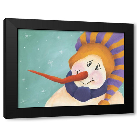 Carrot Nose Snowman I Black Modern Wood Framed Art Print by Moore, Regina