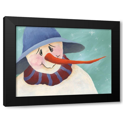 Carrot Nose Snowman II Black Modern Wood Framed Art Print with Double Matting by Moore, Regina