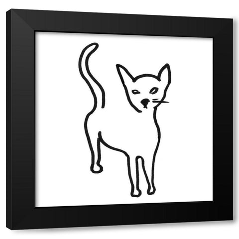 Kitteh I Black Modern Wood Framed Art Print with Double Matting by Longley, Alicia
