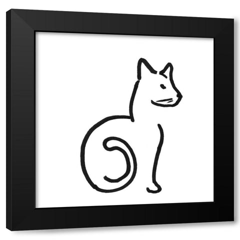 Kitteh II Black Modern Wood Framed Art Print with Double Matting by Longley, Alicia