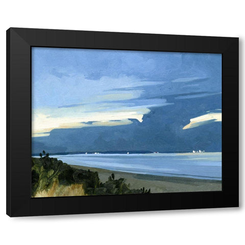 Blue Ocean Evening I Black Modern Wood Framed Art Print with Double Matting by Caroline, Emma
