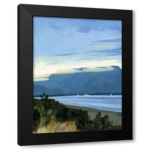 Blue Ocean Evening II Black Modern Wood Framed Art Print with Double Matting by Caroline, Emma