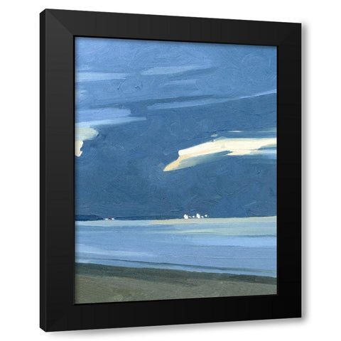 Blue Ocean Evening III Black Modern Wood Framed Art Print with Double Matting by Caroline, Emma