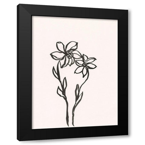Ink Botanical Sketch IV Black Modern Wood Framed Art Print with Double Matting by Holland, J.