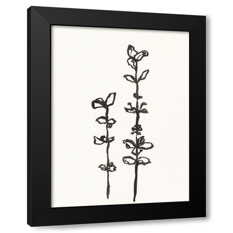 Ink Botanical Sketch VIII Black Modern Wood Framed Art Print with Double Matting by Holland, J.